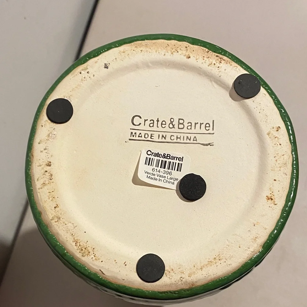 Crate&Barrel Green Textured Ceramic Vase for 12 x 5 housewarming gift